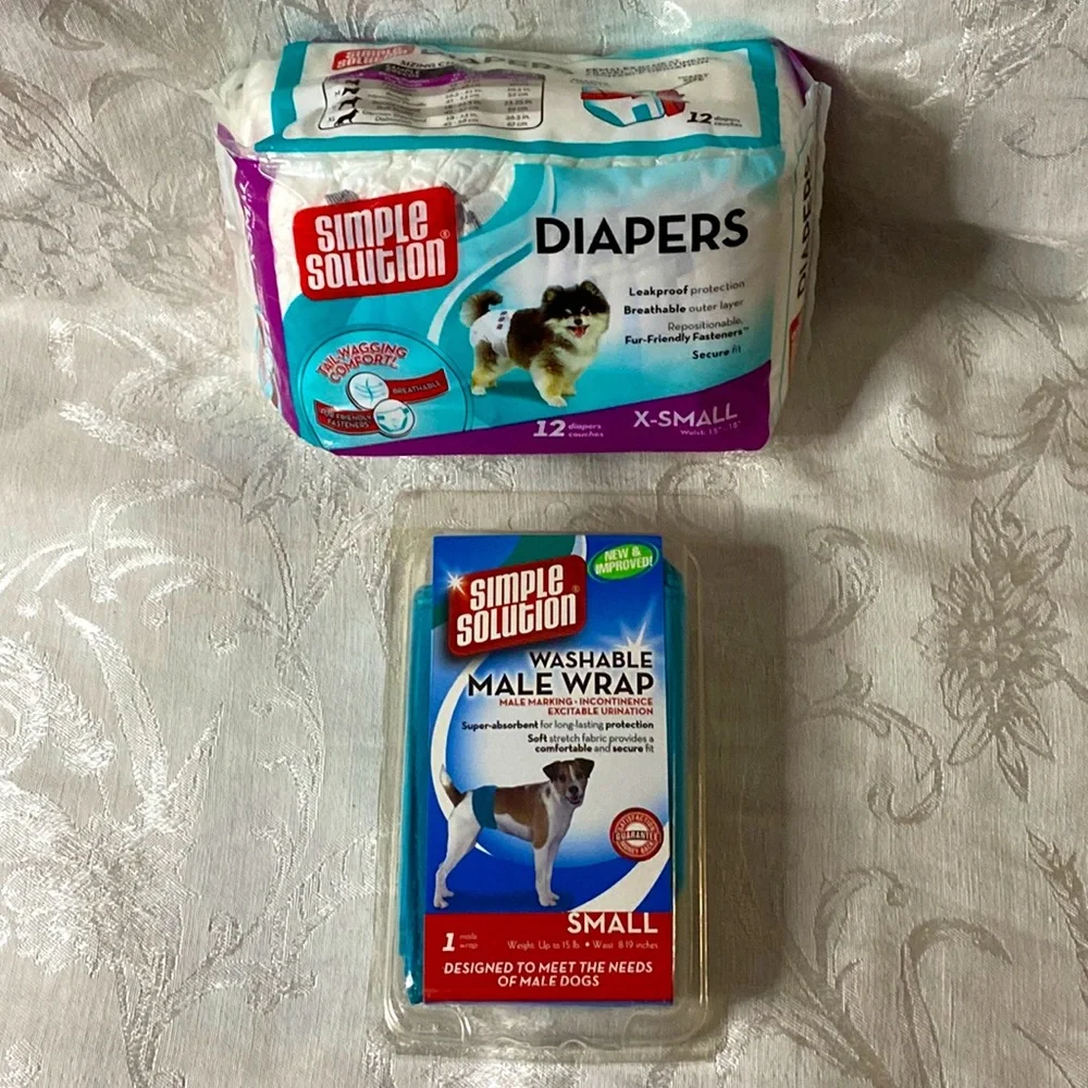 Simple Solution Washable Male Wrap and 12 pack of diapers